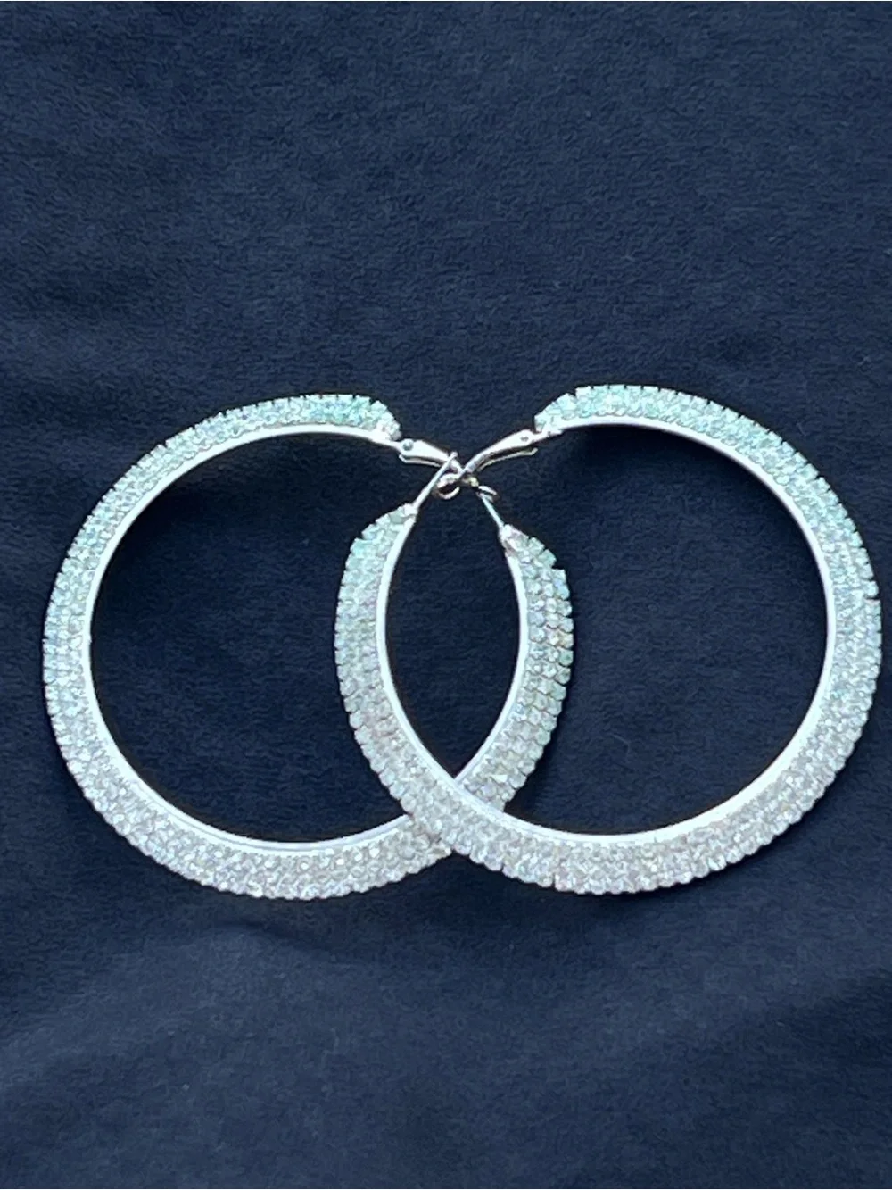 Crystal Pavé Hoop Earrings in White